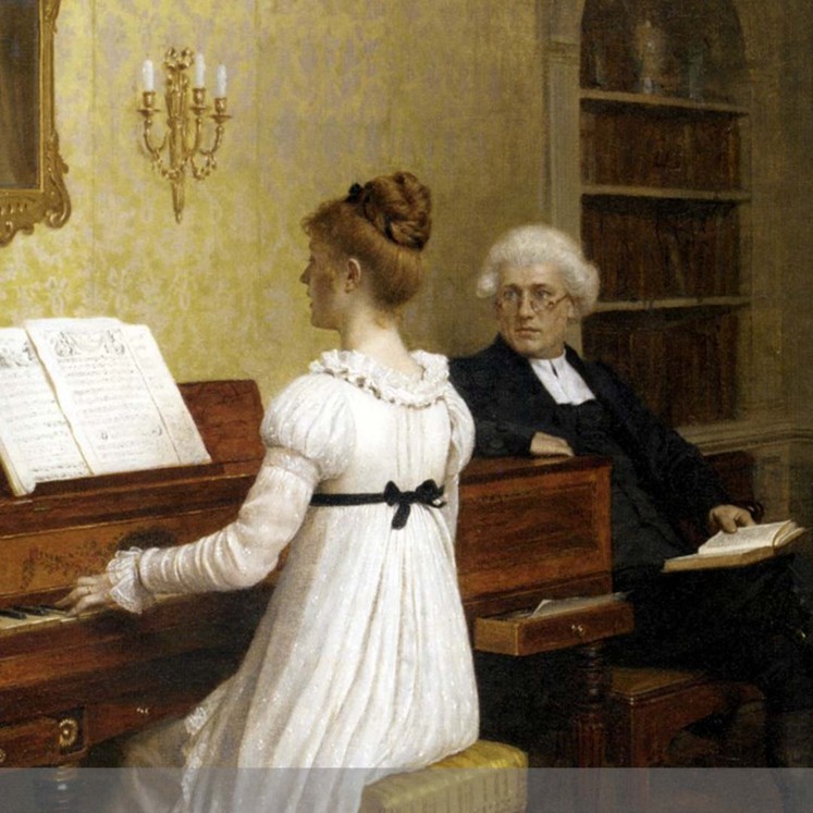 Die Klavierstunde - Ölgemälde von Edmund Leighton - 1896 © privat